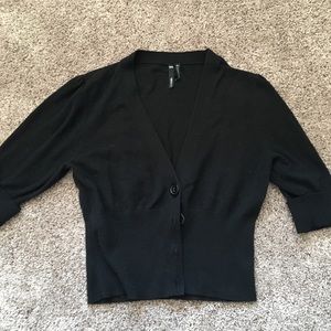 Short 3/4 length black sweater